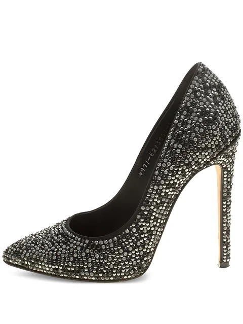 125mm crystal pointed-toe pumps