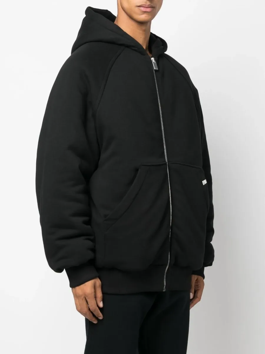 logo-embroidered hooded bomber jacket 8