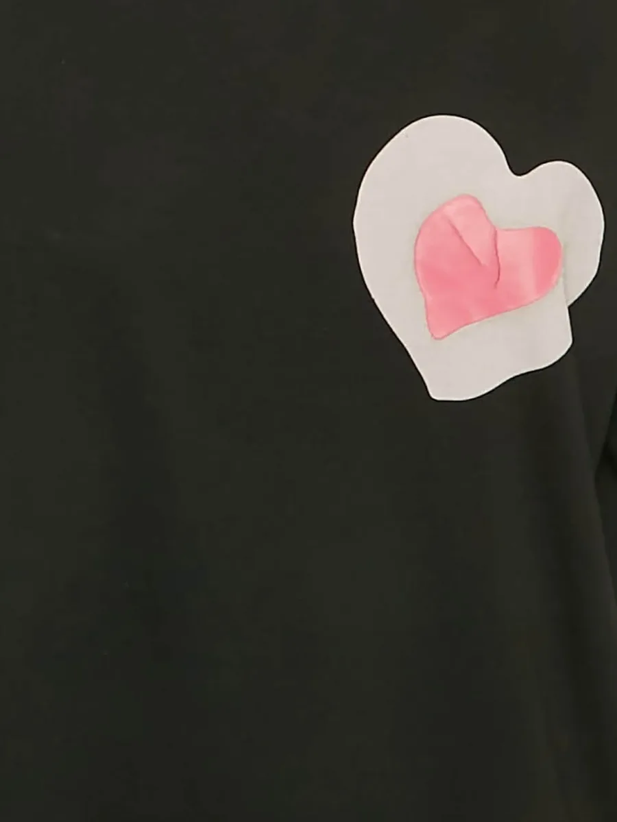 heart-appliqué cotton T-shirt 4