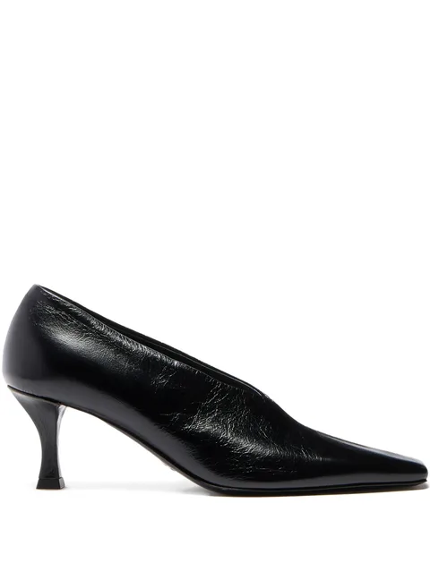 Trap square-toe pumps