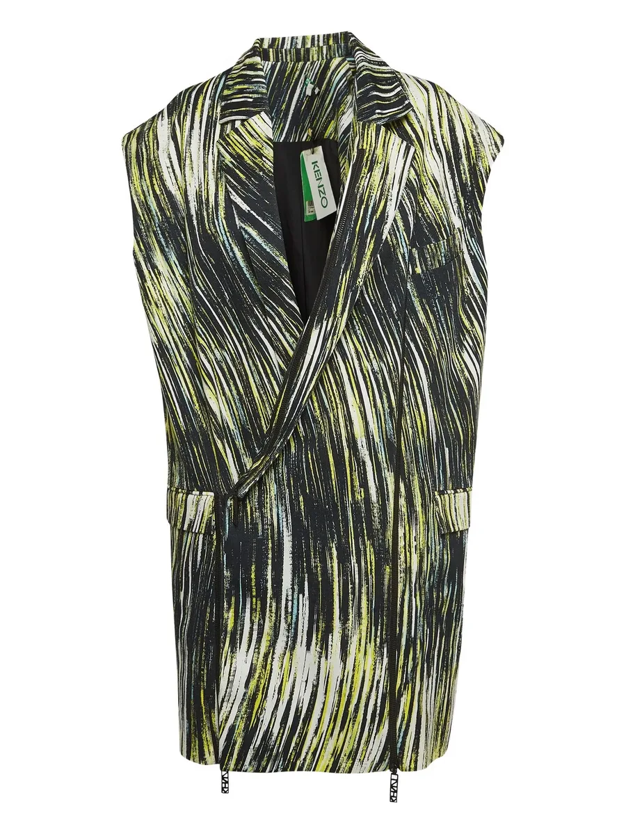 sleeveless abstract-print jacket 2