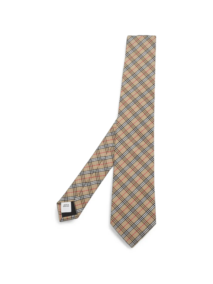 Check pattern silk tie 1