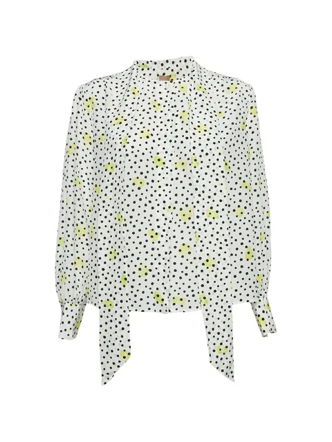 polka-dot silk blouse