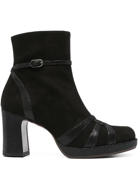 80mm buckle-strap suede boots