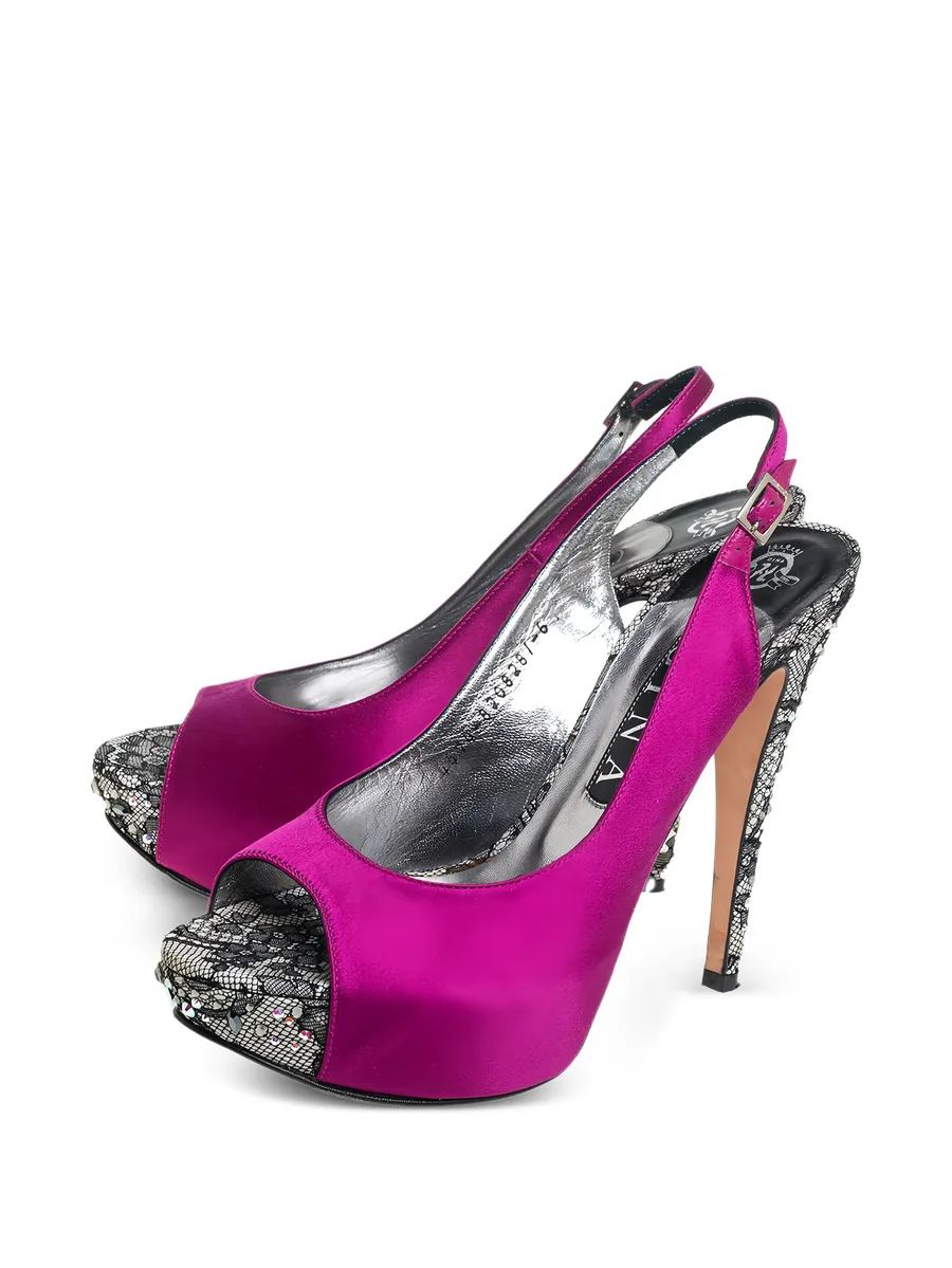 pre-owned satin slingback sandals 5