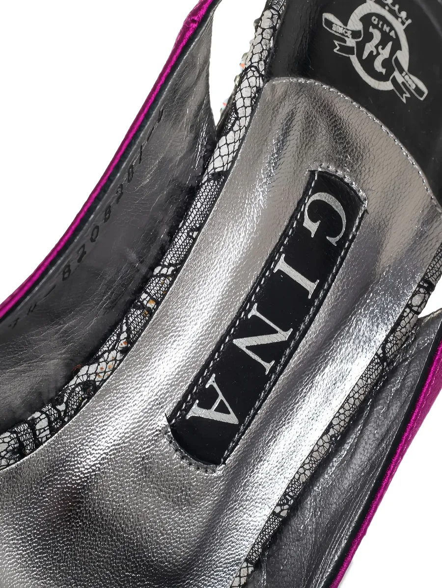 pre-owned satin slingback sandals 12