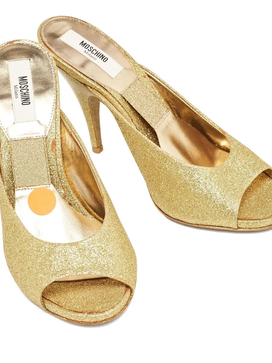 glitter peep-toe mules 4