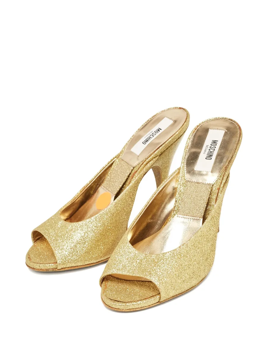 glitter peep-toe mules 6