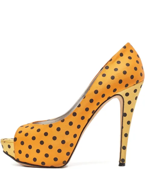 100mm polka-dot print heeled pumps