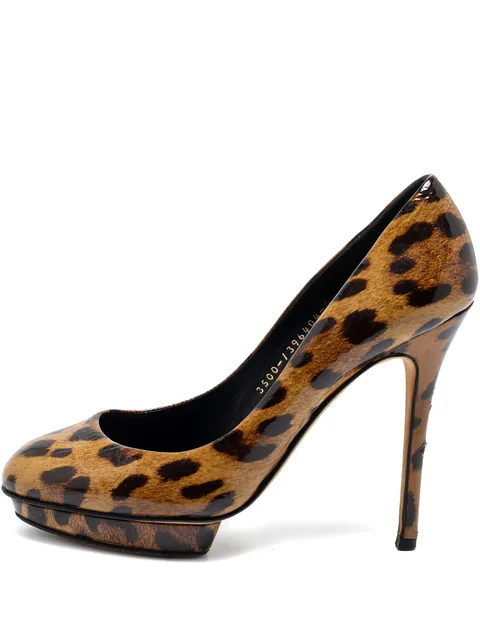 pre-owned 115mm leopard-print pumps