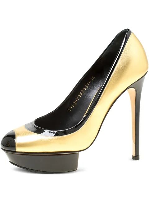 125mm leather heeled pumps