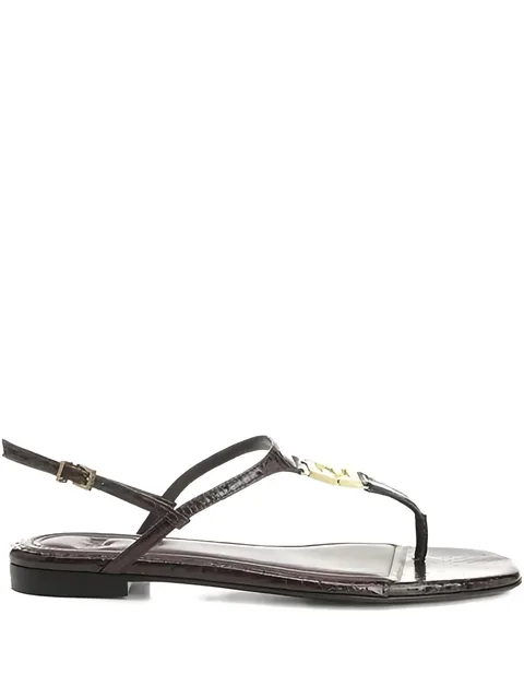 Fold logo-detail leather sandals