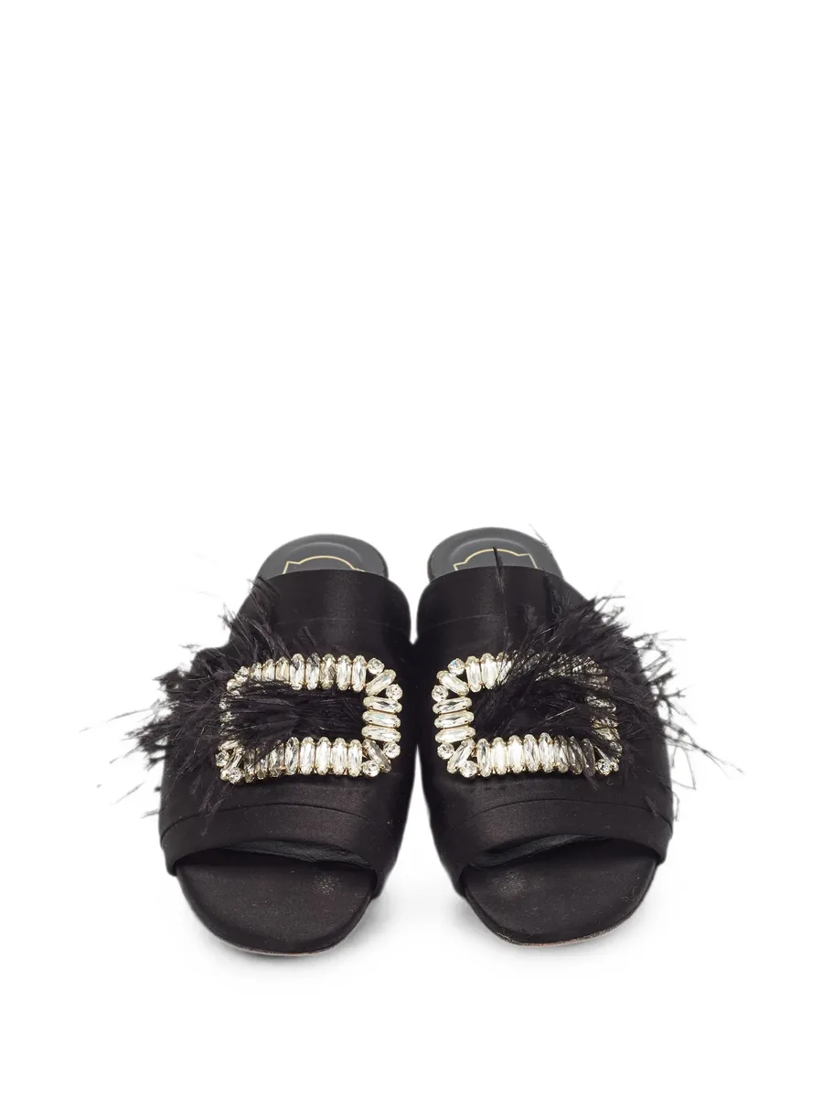crystal-embellished feather-trim slides 8