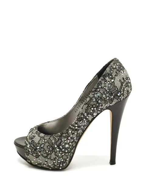 lace crystal-embellished pumps